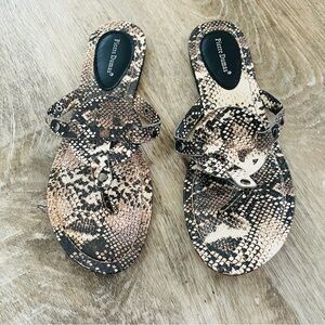 Pierre Dumas Women's Sandals - Snakeskin Black and Tan